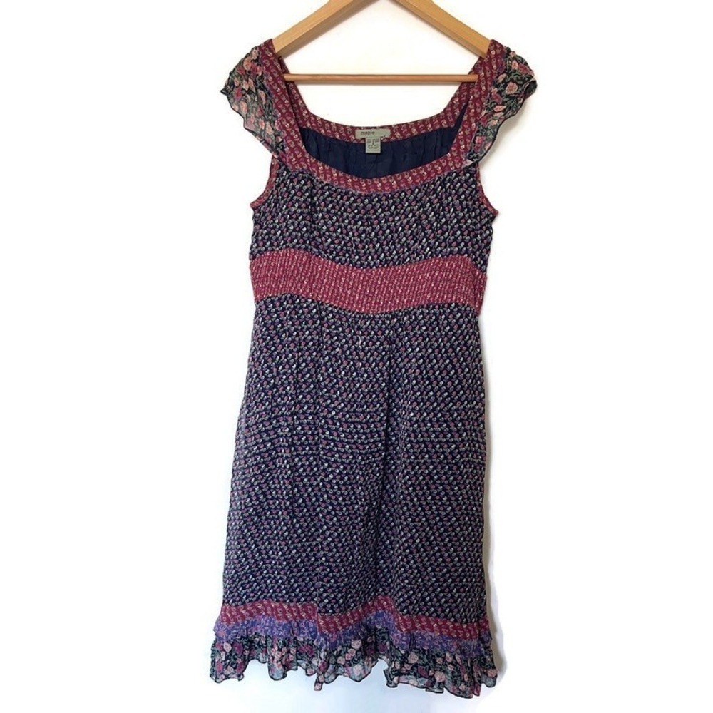 Anthropology‎ Maple Fairy Ditzy Floral Smocked Dress Size S Feminine Cottagecore